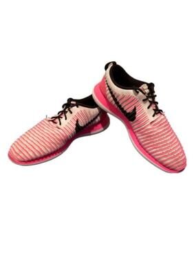 Nike Girl's 7 Roshe Two 2 Flyknit Pink & White Running Shoe Sneakers 844620-600